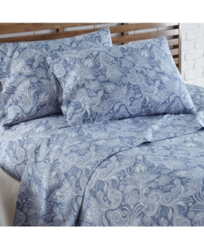 Southshore Fine Linens Perfect Paisley Sheet Set Bedding In White,blue