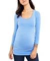 A PEA IN THE POD LUXE SIDE RUCHED 3/4 SLEEVE MATERNITY T SHIRT