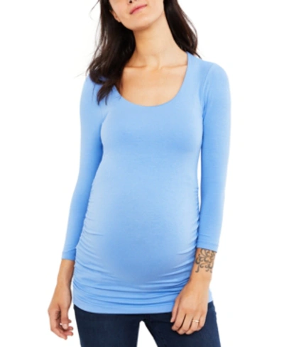 A Pea In The Pod Luxe Side Ruched 3/4 Sleeve Maternity T Shirt In Dusty Orchid