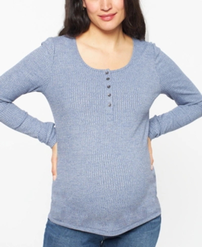 A Pea In The Pod Maternity Henley Top In Heather Blue63