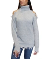 ALMOST FAMOUS JUNIORS' DESTRUCTED TURTLENECK TUNIC SWEATER