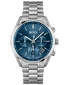 Hugo Boss Men's Chronograph Skymaster Stainless Steel Bracelet Watch 44mm Women's Shoes In Silver