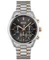 Hugo Boss Champion Two-tone Stainless Steel Chronograph Bracelet Watch In Silver & Rose Gold