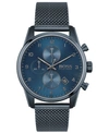 HUGO BOSS MEN'S CHRONOGRAPH SKYMASTER BLUE ION-PLATED MESH STEEL BRACELET WATCH 44MM