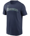 Nike Seattle Mariners Men's Swoosh Wordmark T-shirt In Navy