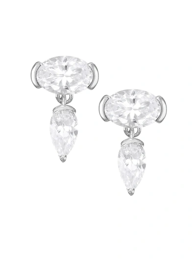 Adriana Orsini Small Cubic Zirconia & Rhodium-plated Drop Stud Earrings