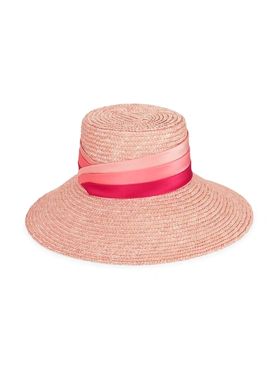 Eugenia Kim Women's Annabelle Satin Ribbon Straw Sun Hat In Pink