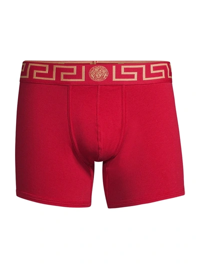 Versace Logo Trunks In Red