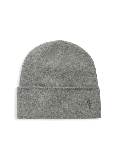 Polo Ralph Lauren Logo-embroidered Cashmere Beanie In Grey