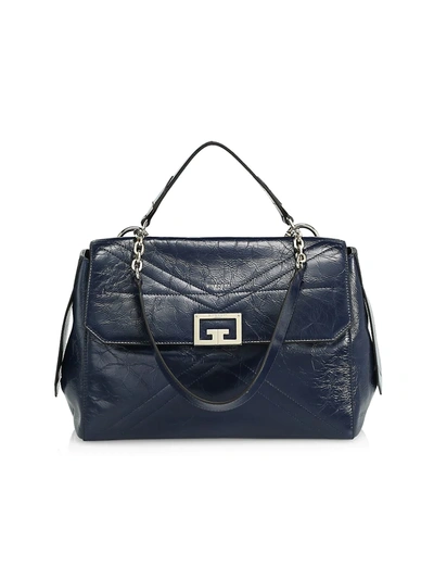 Givenchy Medium Id Aged Leather Top Handle Bag In Navy