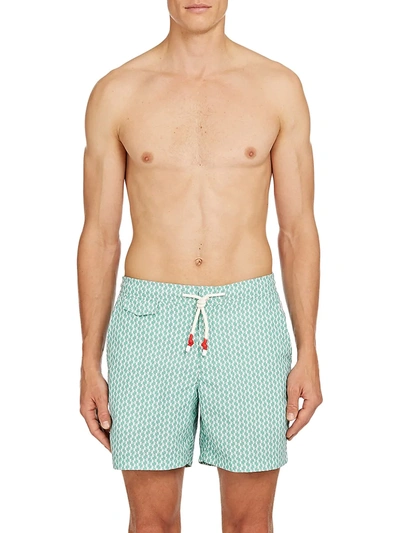 Orlebar Brown Standard Mid-length Printed Swim Shorts In Green