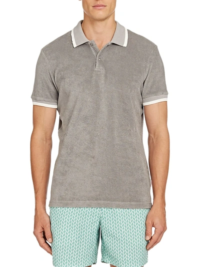 Orlebar Brown Jarrett Contrast-tipped Cotton-terry Polo Shirt In Dove