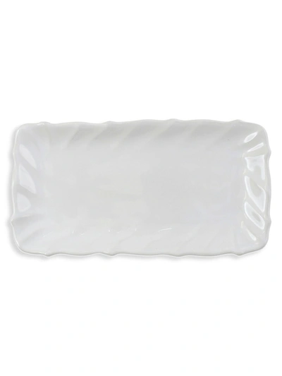 Vietri Incanto Stone White Ruffle Rectangular Tray