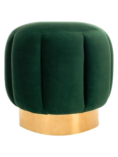 Safavieh Maxine Channel Tufted Ottoman In Emerald