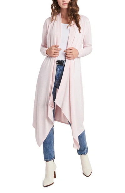 1.state Open-front Maxi Cardigan Sweater In Pink Cloud Heather