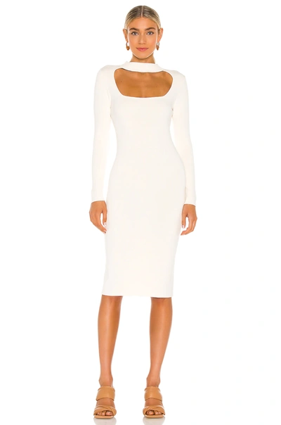 525 Cut Out Mock Neck Dress In Chalk