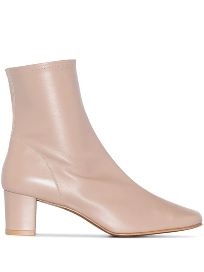 By Far Leather 60mm Ankle Boots In Nude