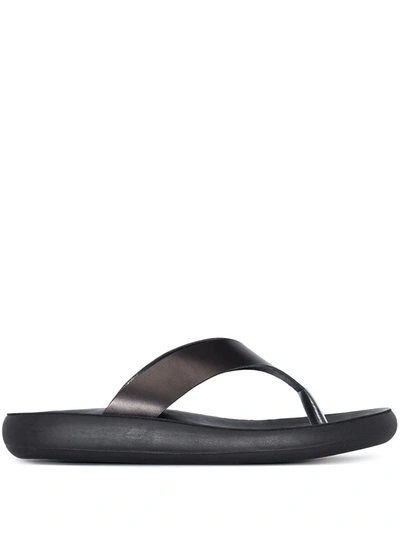 Ancient Greek Sandals Charys Leather Thong Sandals In Black