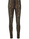 VERSACE SNAKESKIN-PRINT PULL-ON LEGGINGS