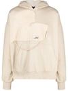 Val Kristopher Distressed Patch-work Hoodie In Neutrals