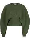 Bottega Veneta Gathered-waist Wool-blend Sweater In Green