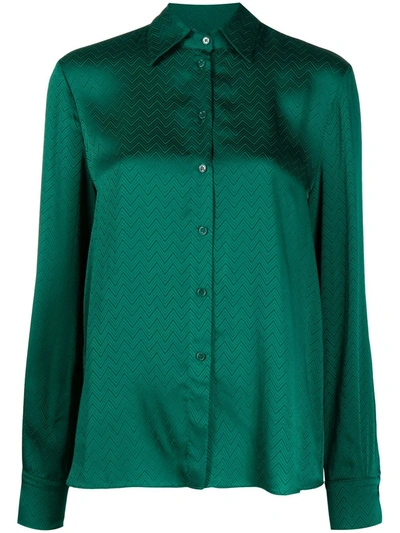 Pinko Zigzag-print Satin Shirt In Green