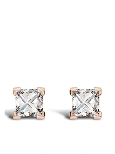Pragnell 18kt Rose Gold Rockchic Diamond Solitaire Earrings In Pink