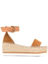 See By Chloé Glyn Leather Platform Espadrille Sandals In Dark Pink