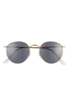 Ray Ban Ray-ban Icons 50mm Round Metal Sunglasses In Shiny Legend Gold