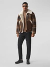 BURBERRY LEATHER TRIM CHECK WOOL AND SHEARL