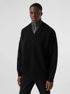 BURBERRY FUNNEL NECK WOOL CASHMERE ZIP-FRONT SWEATER