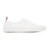 THOM BROWNE WHITE CANVAS VULCANIZED SNEAKERS