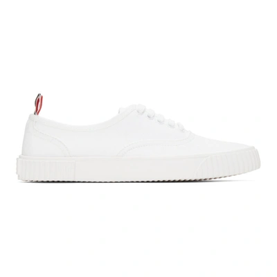 Thom Browne White Cotton Canvas Heritage Sneakers