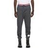 THOM BROWNE ONLINE EXCLUSIVE GREY FRENCH TERRY STRIPE LOUNGE PANTS