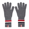 THOM BROWNE GREY MERINO RIB RWB STRIPE GLOVES