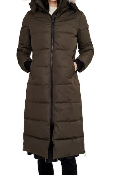 Noize Long Parka With Faux Fur Trim In Forest