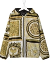 YOUNG VERSACE BAROCCO-PRINT HOODED JACKET