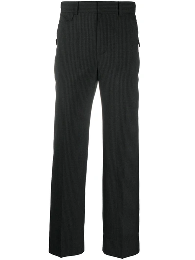 Ader Error Asymmetric Pocket Striped Trousers In Black