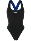 Off-white Logo Crisscross Strap One-piece Swimsuit In Black