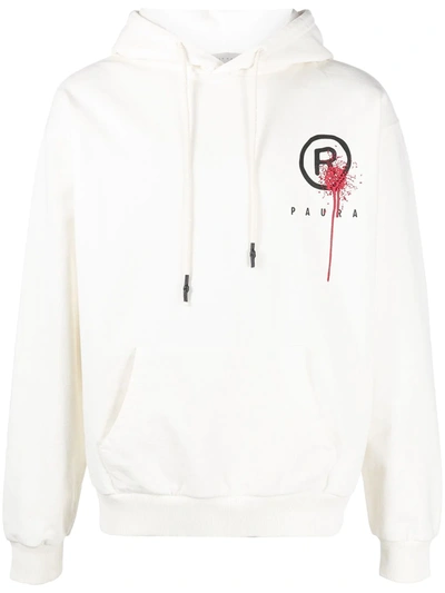 Paura Embroidered Splatter Long-sleeved Hoodie In Neutrals