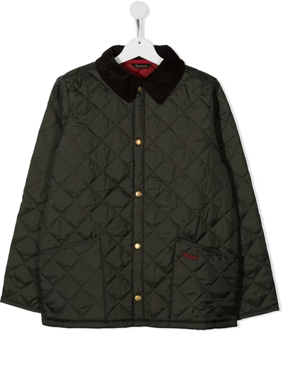 Barbour Teen Collared Quilted Jacket In Green