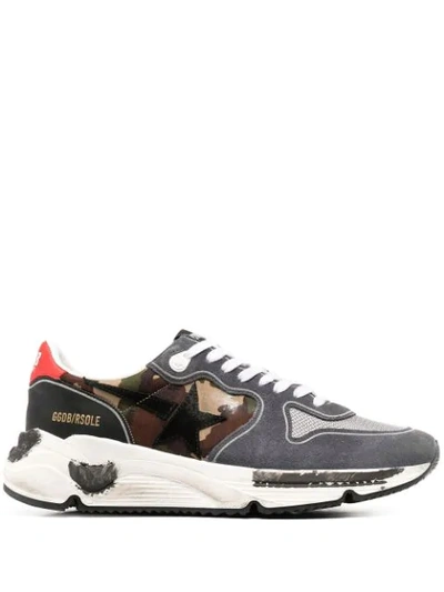 Golden Goose Multimaterial Running Sole Trainers In Blue