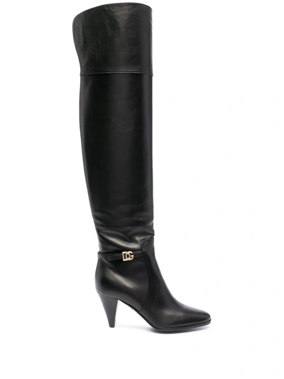 DOLCE & GABBANA DG BUCKLE KNEE-LENGTH BOOTS