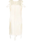 Maison Margiela Deconstructed Satin Short Dress With Vertical Fray Detail In Neutrals