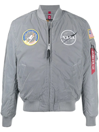 Alpha Industries Ma-1 Nasa Reflective Flight Jacket In Silver