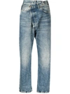 R13 High Waisted Cropped Jeans In Blue