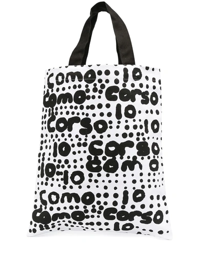 10 Corso Como Logo Printed Tote Bag In White