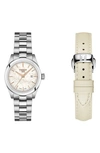 Tissot T-my Lady Bracelet Watch & Leather Strap Gift Set, 29.3mm In White Mother Of Pearl