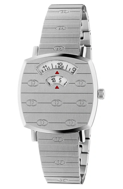 Gucci Grip 38mm Three-window Stainless-steel Watch In Silver