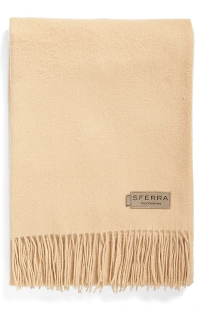 Sferra Cashmere Dorsey Throw In Almond Beige